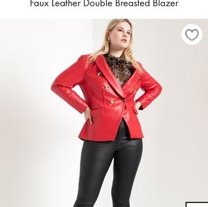Eloquii red faux leather blazer size 28